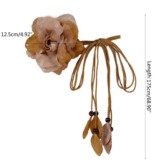 Ladies Bohemian Style Waist Belt Delicate Flower Decors Braided Belt Dress🌻 - Picture 7 of 9